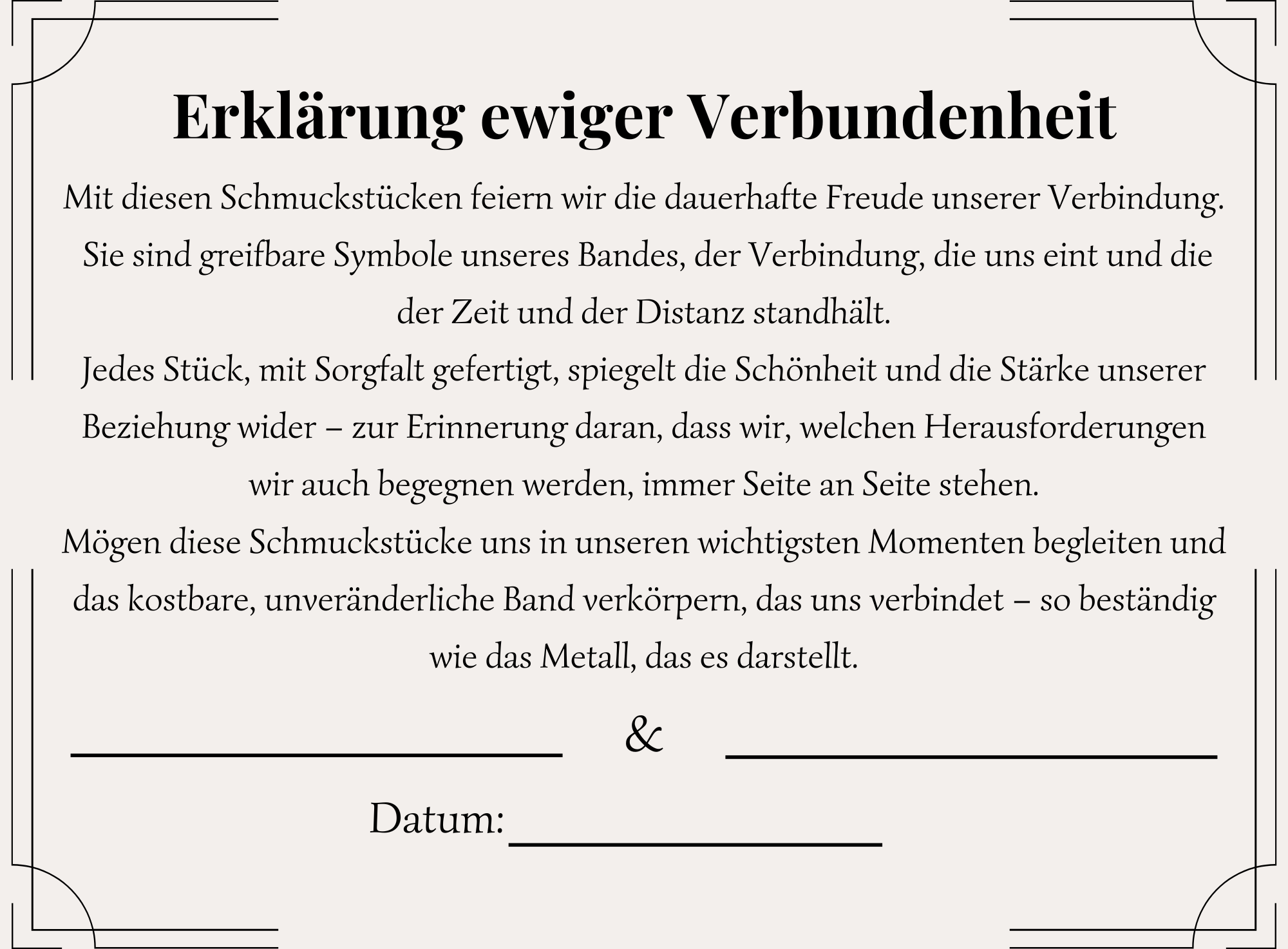 ERKLÄRUNG DER EWIGEN BINDUNG